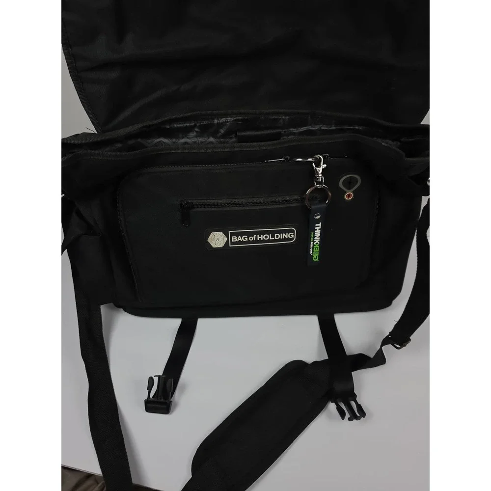 ThinkGeek Bag Of Holding Black Messenger Shoulder Bag Laptop Padded Organizer